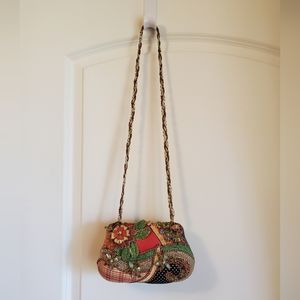 Mary Frances Beaded Floral Purse Hard Case Shoulder Bag Crossbody